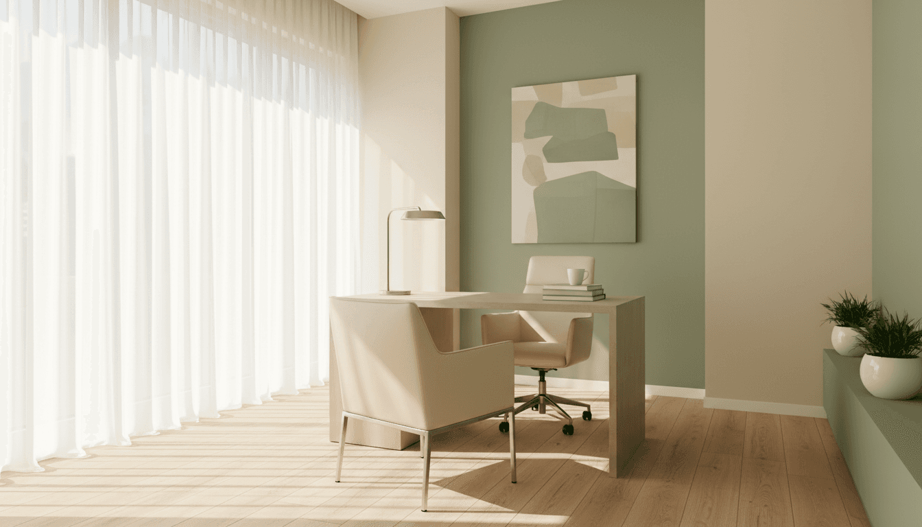 Calm, modern dental consultation room with natural light and a leather chair
