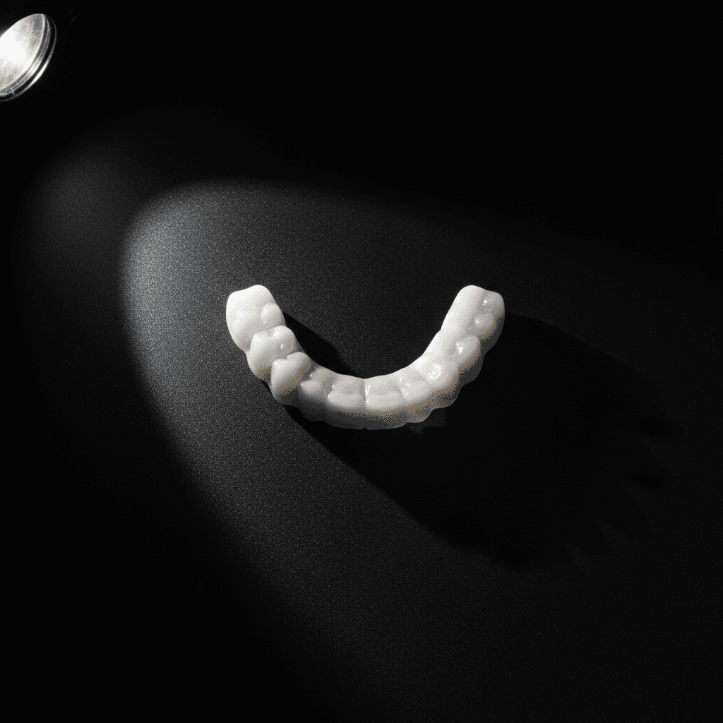 Zirconia bridge on a dark surface