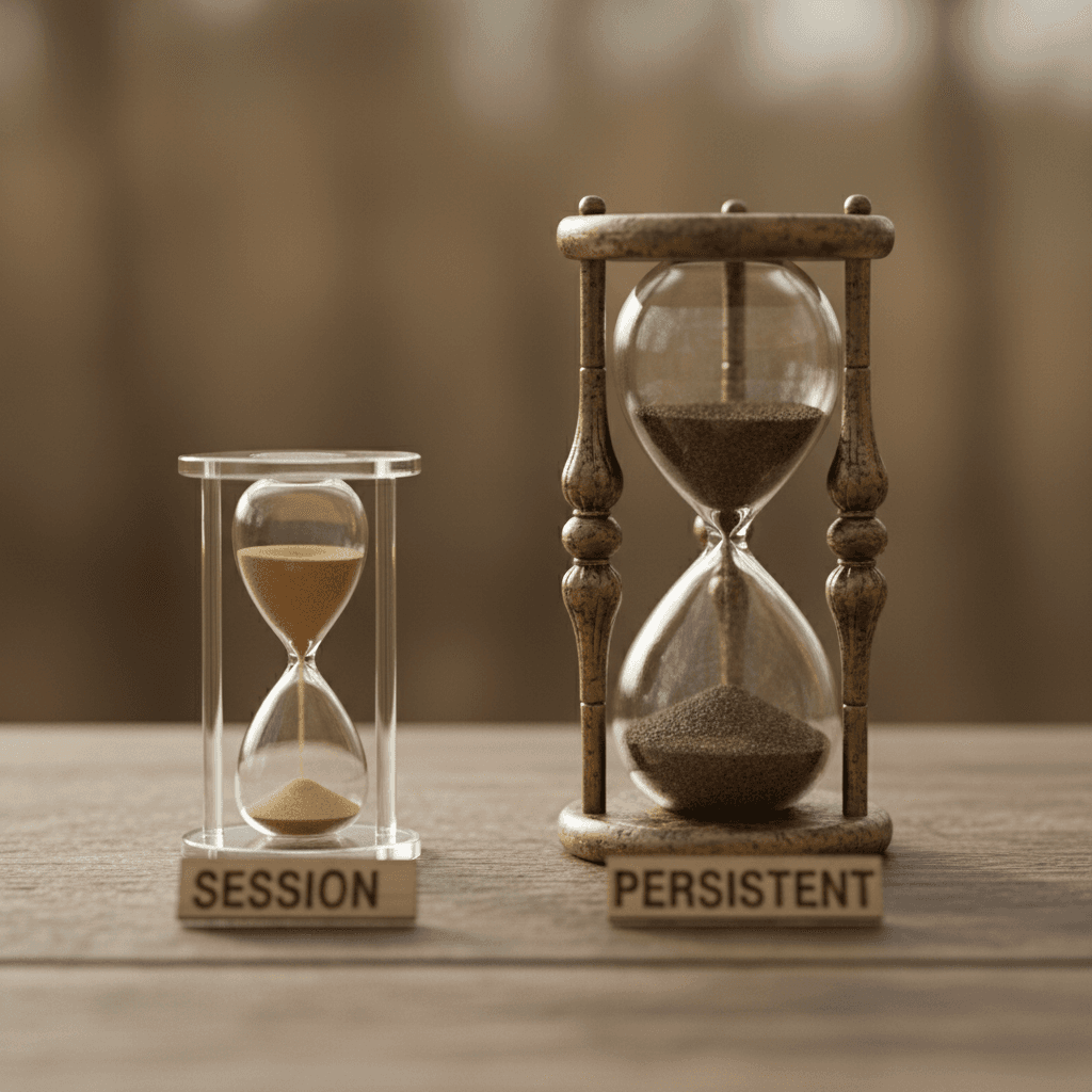 Two hourglasses on a wooden surface, one actively flowing and one settled